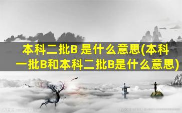 本科二批B 是什么意思(本科一批B和本科二批B是什么意思)